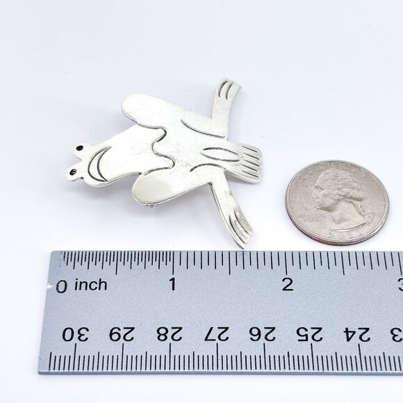 Vintage Mexico Taxco TC-87 Sterling Silver 925 Frog Pin Brooch Pendant - Picture 9 of 9